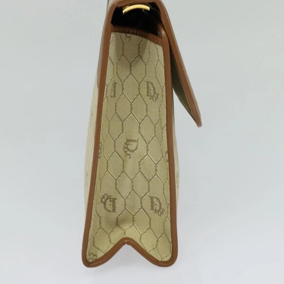 Christian Dior Honeycomb Canvas Hand Bag PVC Leather Beige Auth 110505 - Picture 6 of 16